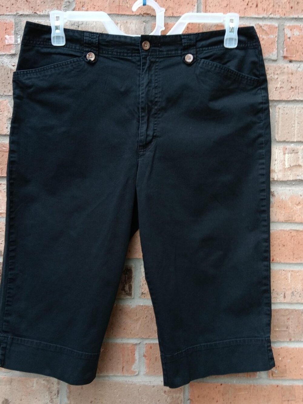 White Stag Womens Casual Crop Capri Pants Black Size 16